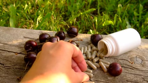 Cherry Extract in Supplements Selective Focus