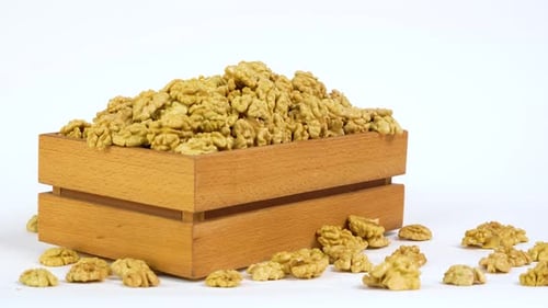Peeled nuts on white background. Fresh Walnut Kernel on white.