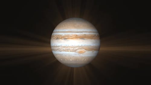 Spinning of Beautiful Jupiter planet with zoom out. vd 845