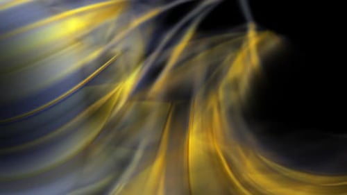 Dark background, abstract swoosh smokey golden strands animation