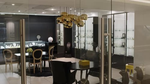 Luxury and Elegant Black and White Interior of Fine Jewellery Store