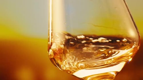 Swirling White Wine in Golden Light