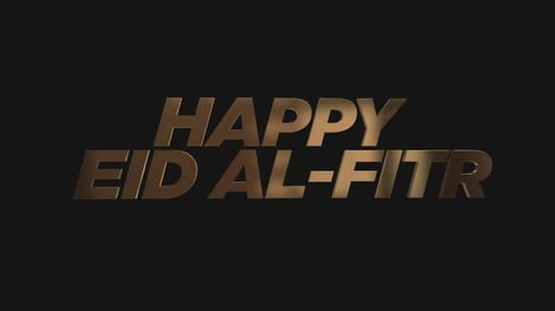 Happy Eid Al Fitr Gold Text Alpha Channel