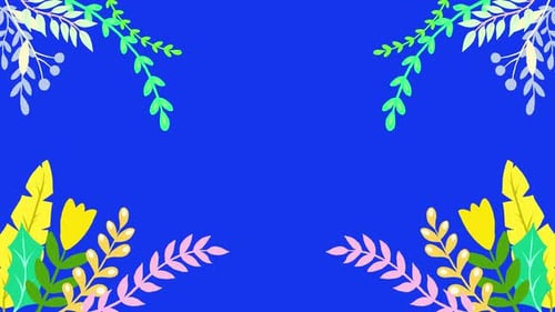 Spring flower cartoon animation with blue background