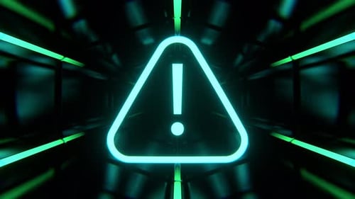 Green And Cyan Tech Alert Glowing Symbol Background Vj Loop In 4K