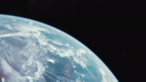 Realistic Planet Earth Spinning in Space Background