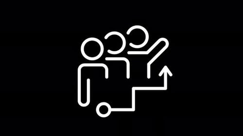 Working Together to Achieve Success Animated White Linear Icon for Dark Theme