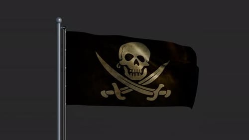 Grungy Pirate Flag Waving Animation On Pole