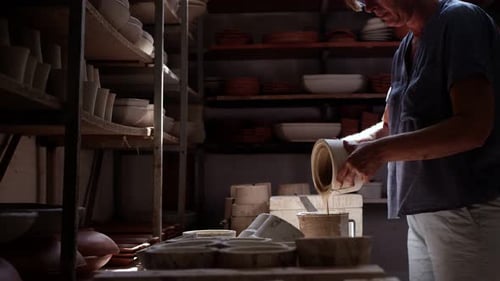 Working In A Ceramic Workshop And Tools 62