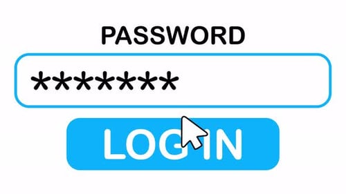 Animation of password entry and clicking login button. UI interaction concept