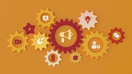 Inbound Marketing cogwheel loopable animation with icons