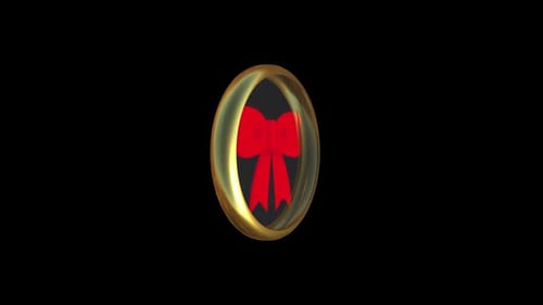 3D Red Bow Golden Circle Spinning Logo Reveal