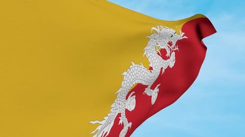 Waving Bhutan Flag With Druk Dragon Animation