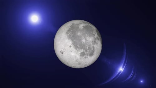 Rotierender Mondplanet in Rotation. Videokonzept für Wissenschaft und Technologie. Vd 751