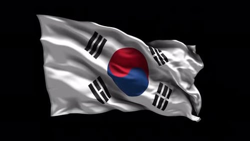 Realistic Waving South Korea Flag Animation