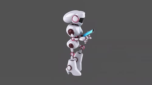Fun 3D robot walking and using a smartphone