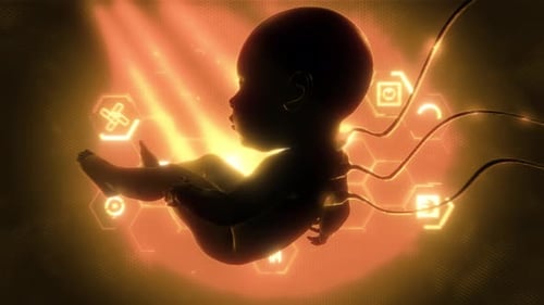 Tech Synthetic Baby Sepia Tone VJ Loop