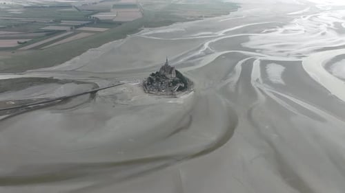 Aerial view of Mont Saint-Michel, France.
