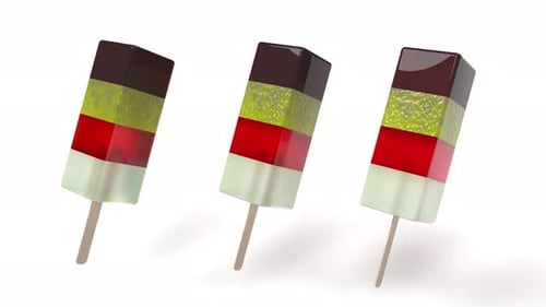 Colorful Layered Popsicles Spinning on White Background
