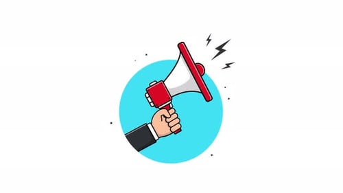 Hand Holding Megaphone Announcement Flat Design Animation