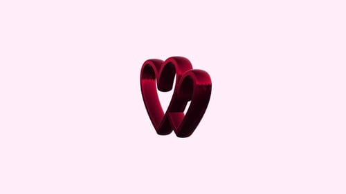 3D red heart looped rotation on a transparent background. 3D animation seamless loop. Alpha channel