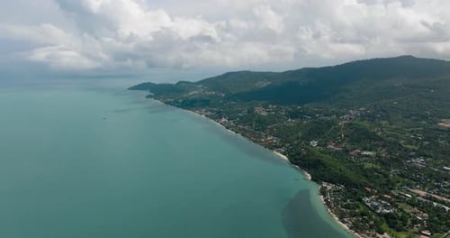 Scenic Coastline with Turquoise Sea and Greenery Ko Samui Thailand