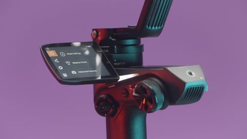 Camera Stabilizer Close Up on Purple Backdrop