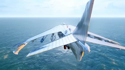 Fighter Group Crossing The Sea Animation