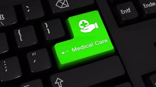 Animated Medical Care Key Press on Keyboard