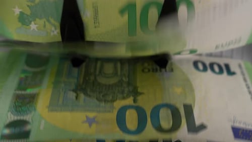 Euro Bills Sorted By Counting Machine