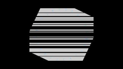 Interface-Kollektion: Schleife aus einer grauen Leinwand mit langsam im Uhrzeigersinn rotierendem Ring mit linearem Glitter