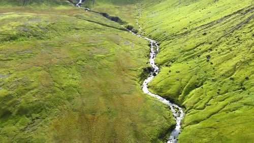 Iceland Landscape Beautiful Volcanic Mountain River and Waterfall at Summer Season Pure Nature