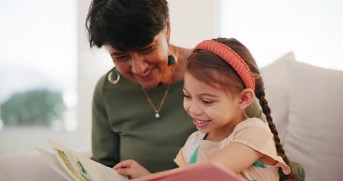 Grandmother Reading a Story to a Young Girl