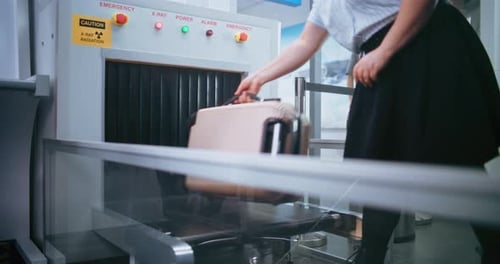 Airport Security Checkpoint With Luggage Scanner