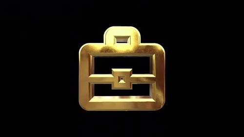 Golden Briefcase Icon 3D Rotating Animation