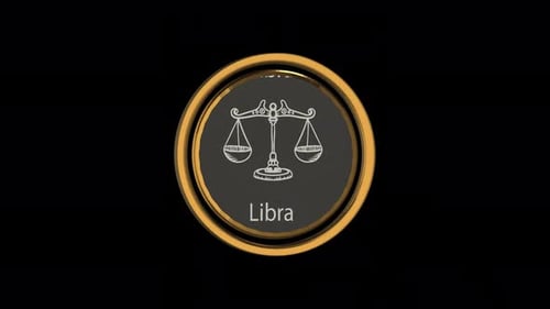 Rotating Golden Libra Zodiac Sign 3D Animation