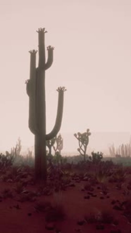 Night at Saguaro National Park in Desert of Arizona