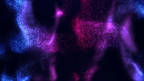 Nuage abstrait de particules et de points de poussière brillants, flux de particules, scène spatiale avec des étoiles scintillantes