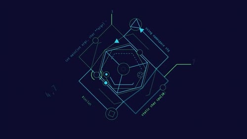 Animation en boucle de formes géométriques (élément HUD combiné)