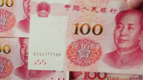 Detailed Close Up of 100 Yuan the Chinese Currency 100 Renminbi the Highest Denomination of China's