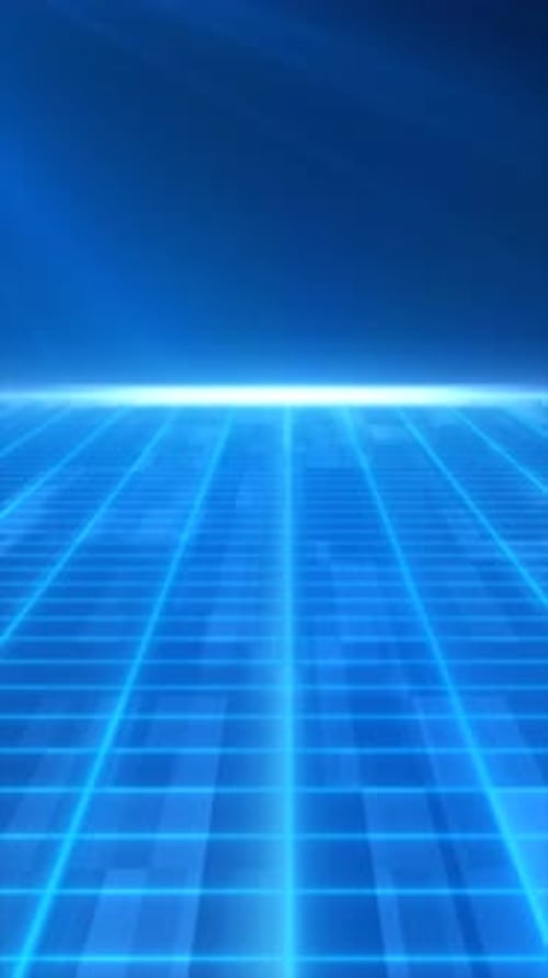 Abstract Blue Grid Loop with Futuristic Neon Lines