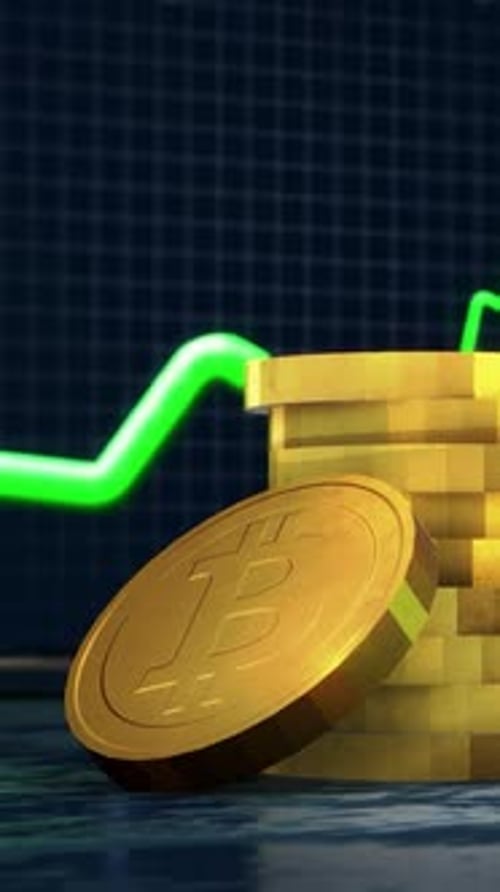 Bitcoin Rising Price Green Arrow Crypto Growth Vertical Video