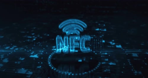 NFC wireless pay mobile technology symbol cyber concept