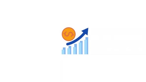 Growing Financial Bar Graph Animation with Dollar Coin