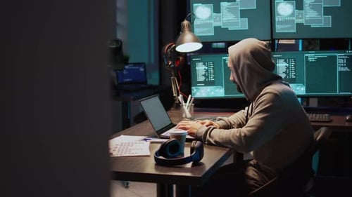 Young Adult Hacking Password to Break Server Interface