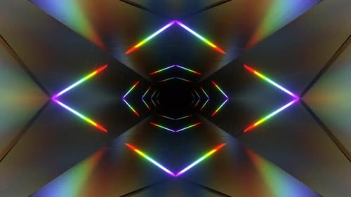 Rainbow Neon Light Tunnel Background Vj Loop In 4K