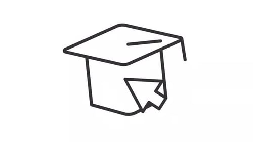 Seamless Loop of Animated Graduation Cap Icon with Mouse Pointer