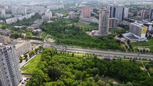 Aerial Green City Streets Look Down