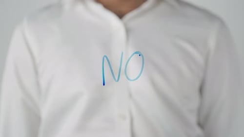 Man Writing No Transparent Glass Screen