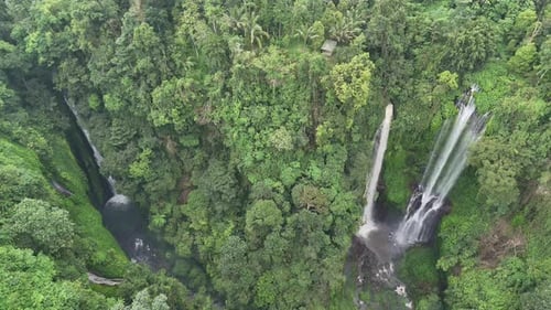 Aerial View of Sekumpul Waterfall in Bali